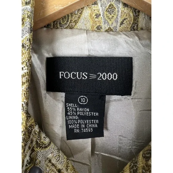Focus 2000 Coat Womens 10 Gold Paisley Brocade Jacquard Lined Dressy Evening - Picture 3 of 7